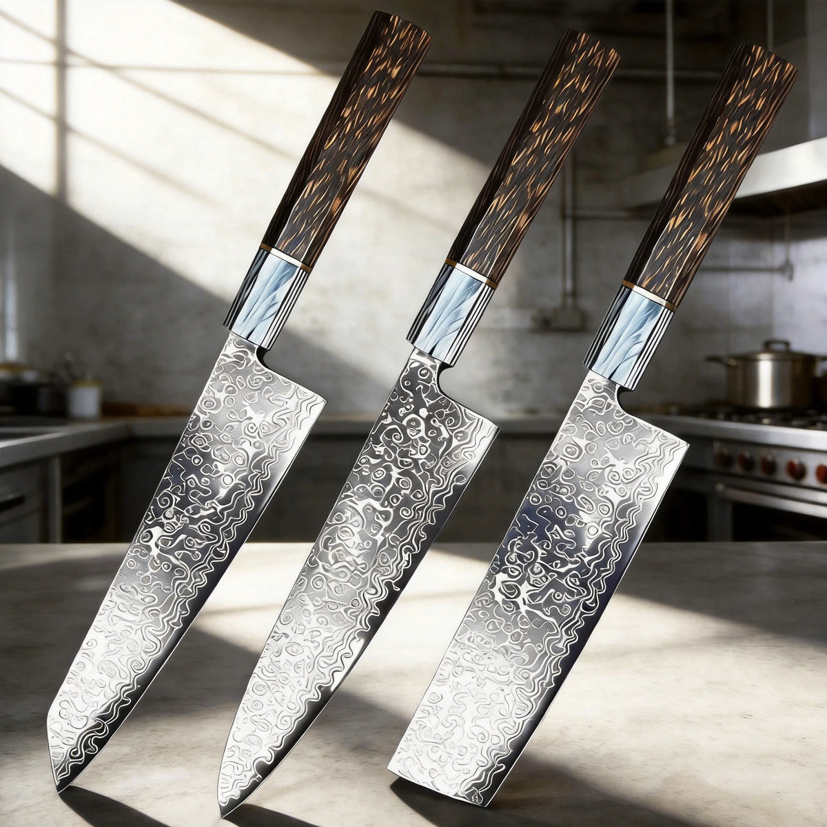 Multi-Functional Damascus Chef Knife — Three-Edge Blade