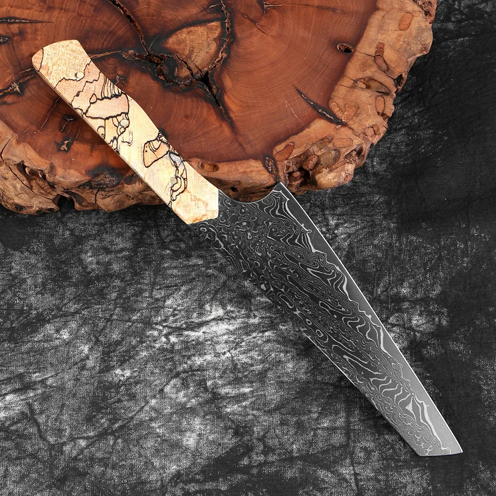 5.5" Damascus Peeling Knife — Full Tang, Black Blade