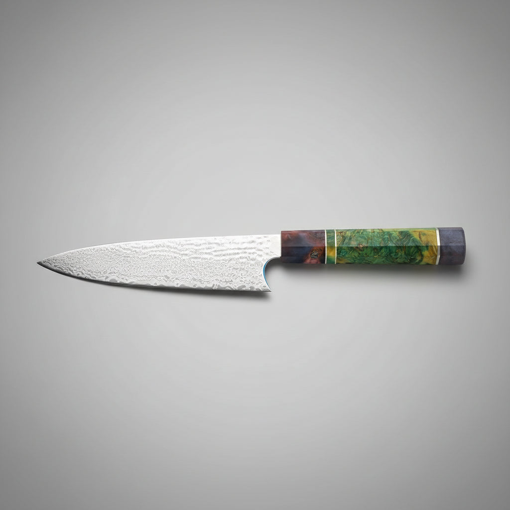 67-Layer VG10 Damascus Chef Knife — Colored Wood Handle