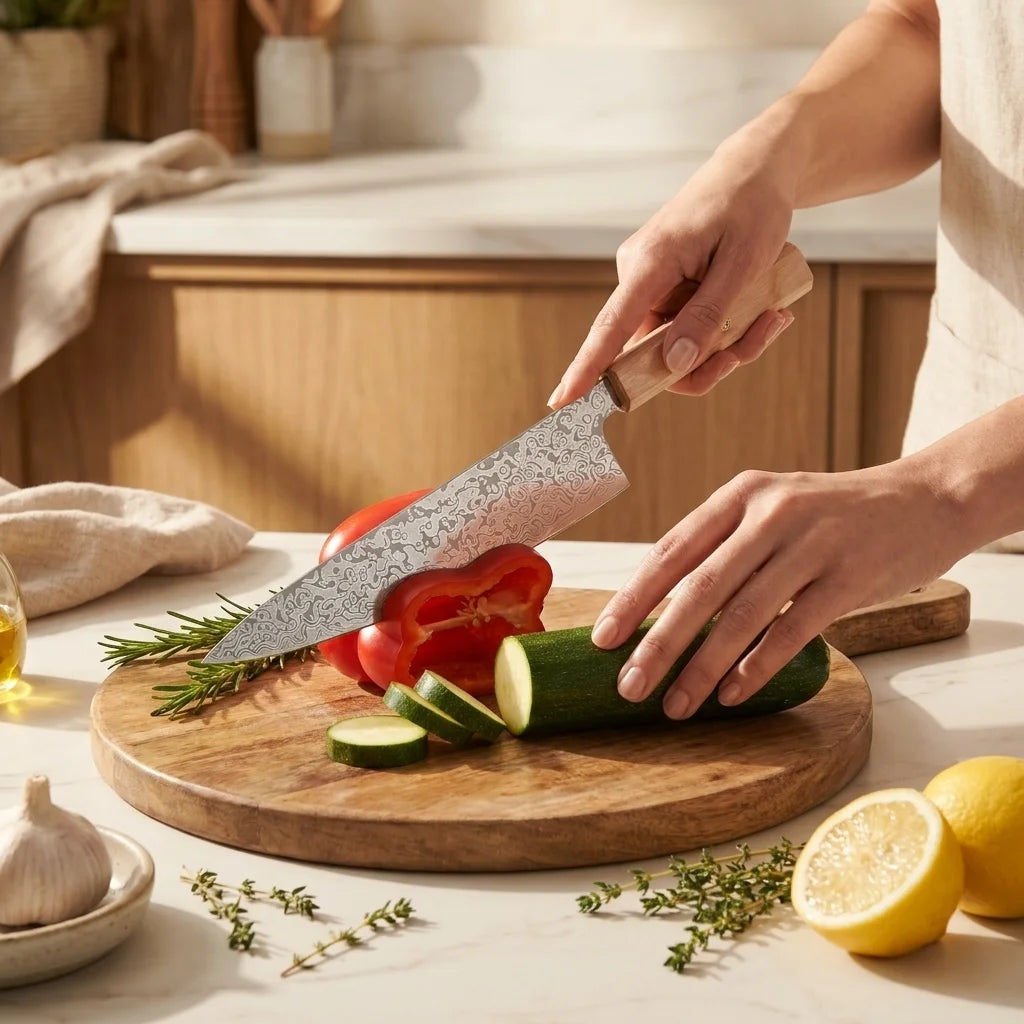 Textured Damascus Chef's Knife — Multi-Purpose Blade