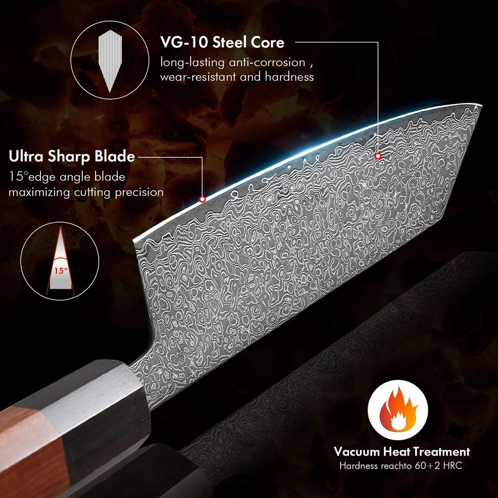 7" Handmade Kiritsuke Knife — Damascus Steel