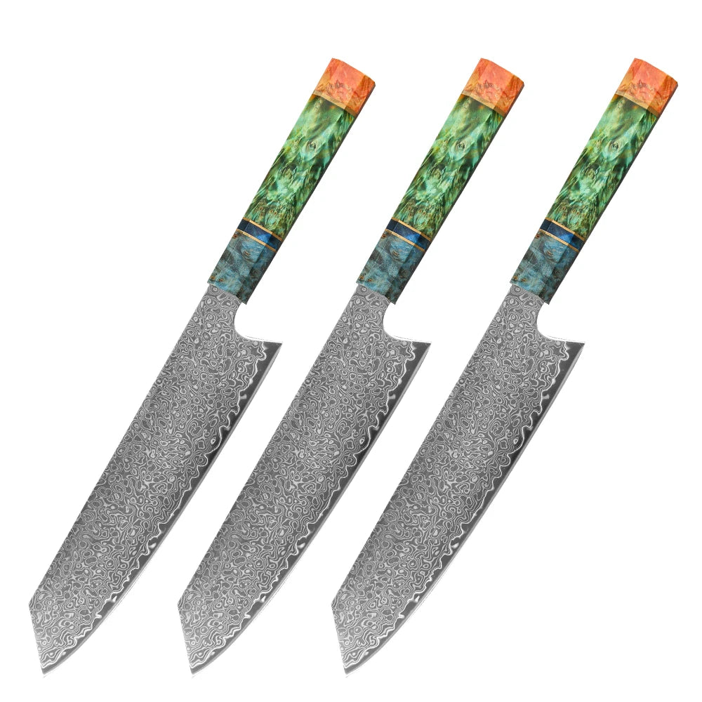 8" VG10 Damascus Chef Knife — Colored Wood Handle