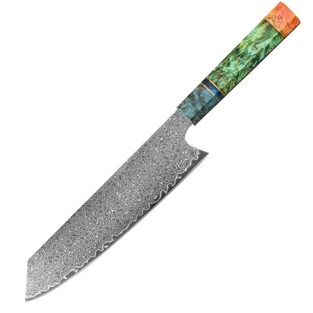 8" VG10 Damascus Chef Knife — Colored Wood Handle