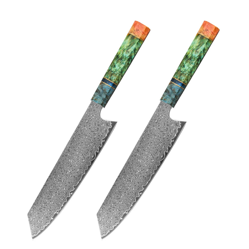 8" VG10 Damascus Chef Knife — Colored Wood Handle
