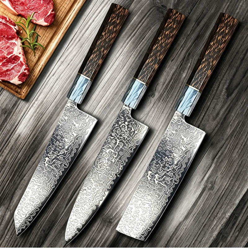 Multi-Functional Damascus Chef Knife — Three-Edge Blade