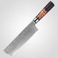 Knife with wooden handle on a dark blue background, featuring the brand 'XITUO'.
