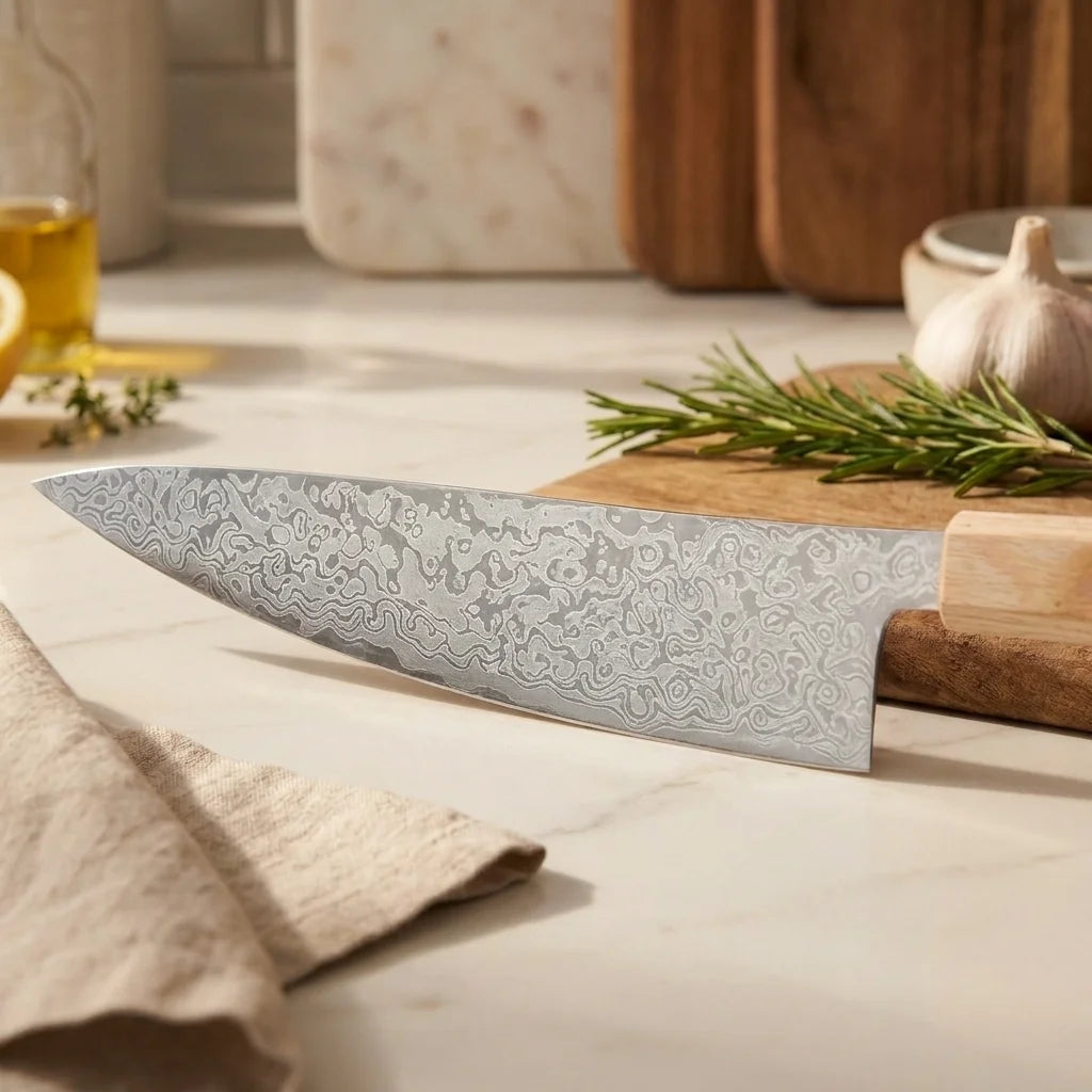 Textured Damascus Chef's Knife — Multi-Purpose Blade